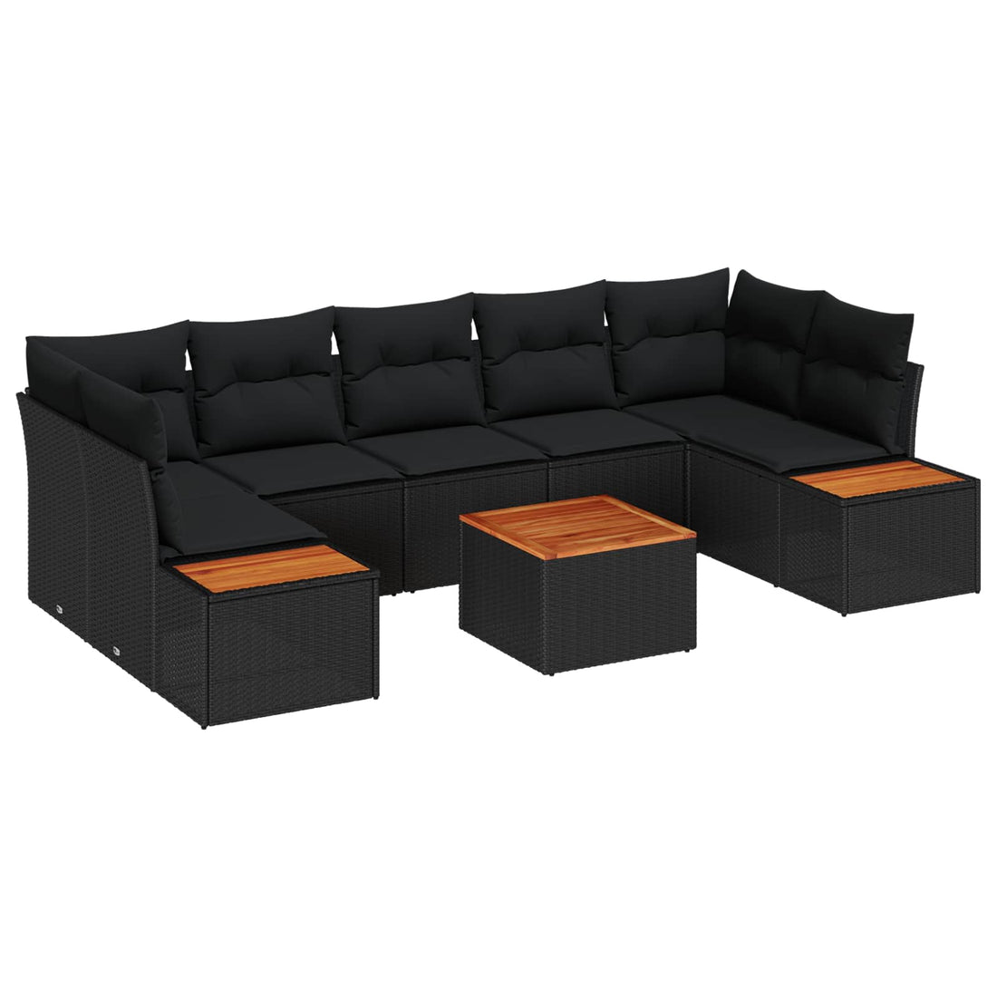 vidaXL Conjunto de sofás de jardín 8 uds. Negro Poliratán