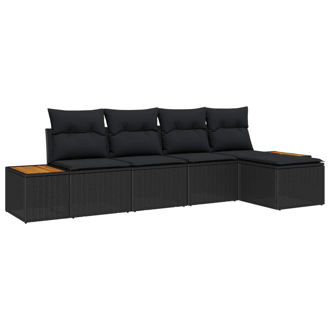 vidaXL Conjunto de sofás de jardín 5 uds. Negro Poliratán