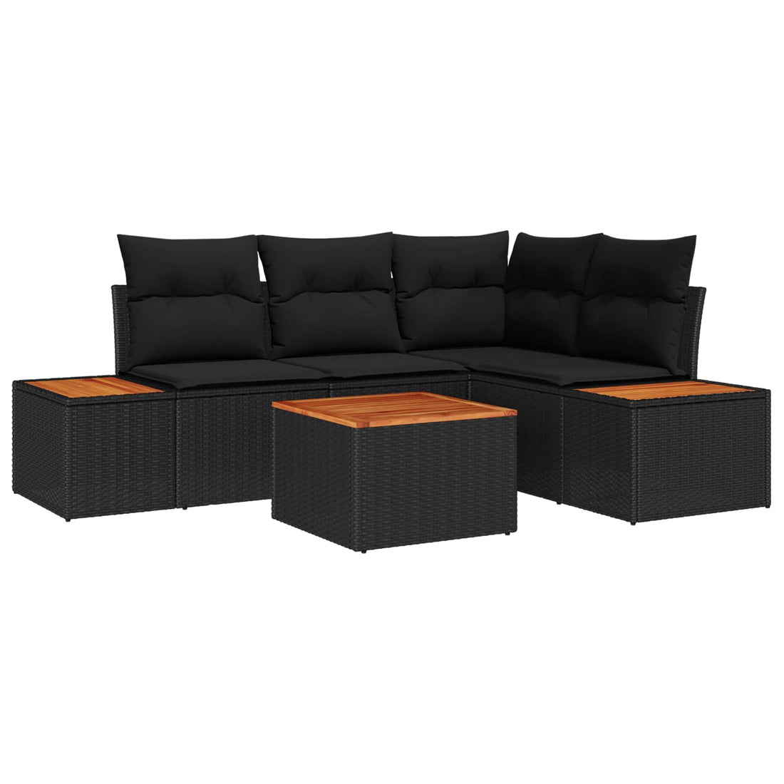 vidaXL Conjunto de sofás de jardín 5 uds. Negro Poliratán