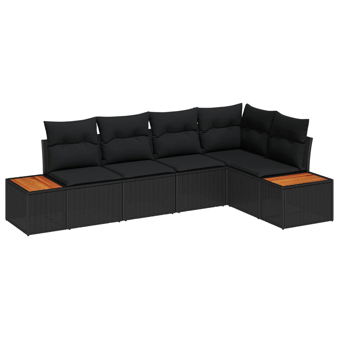 vidaXL Conjunto de sofás de jardín 5 uds. Negro Poliratán