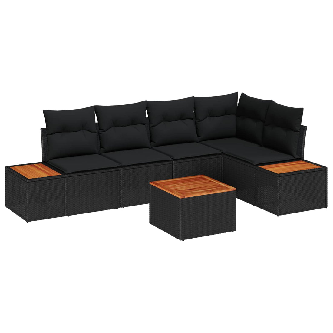 vidaXL Conjunto de sofás de jardín 6 uds. Negro Poliratán