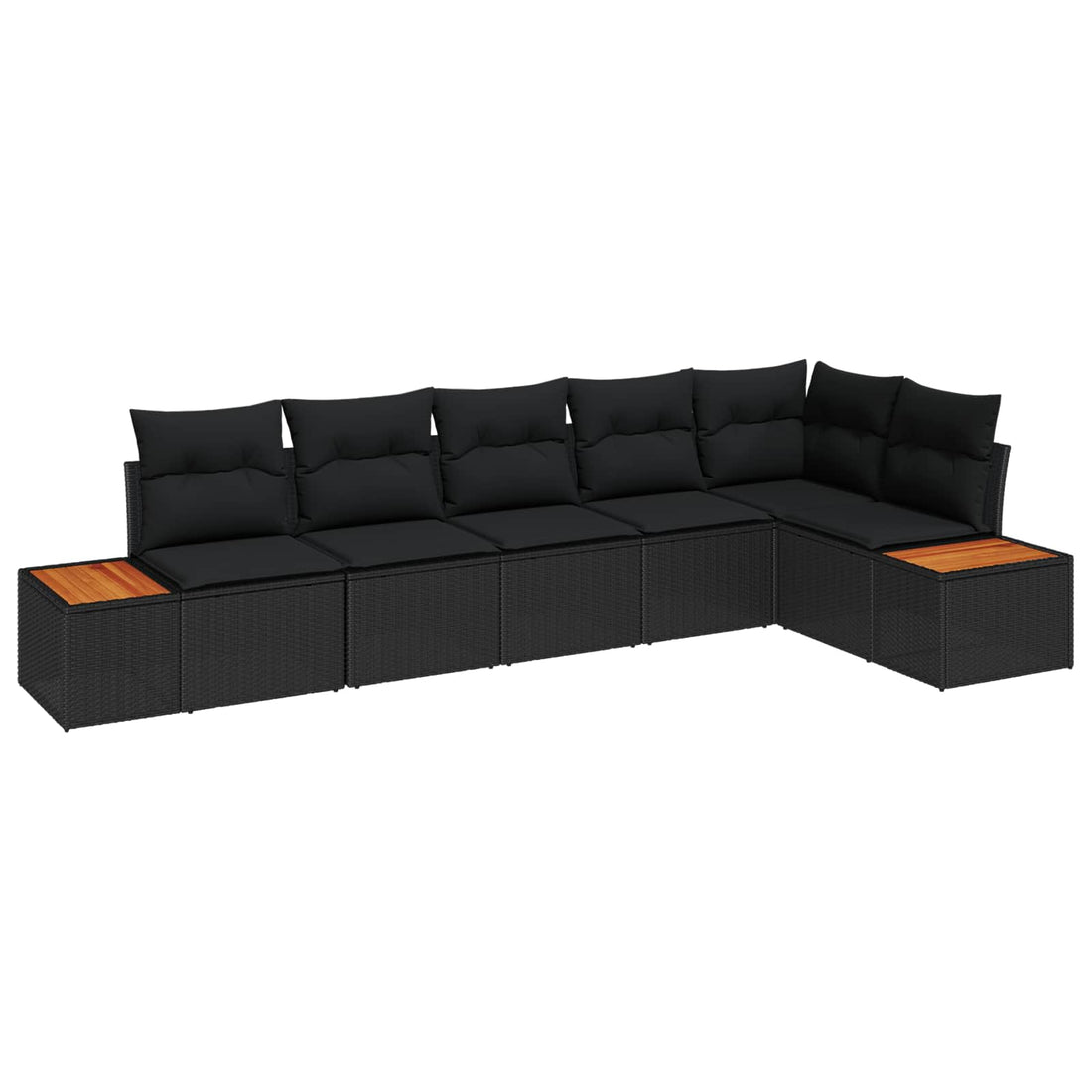vidaXL Conjunto de sofás de jardín 6 uds. Negro Poliratán