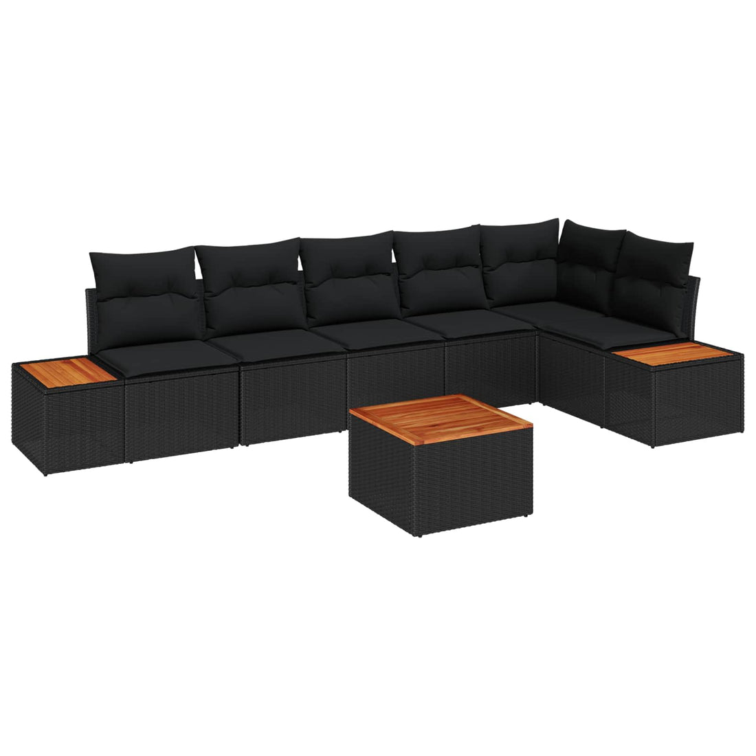 vidaXL Conjunto de sofás de jardín 7 uds. Negro Poliratán
