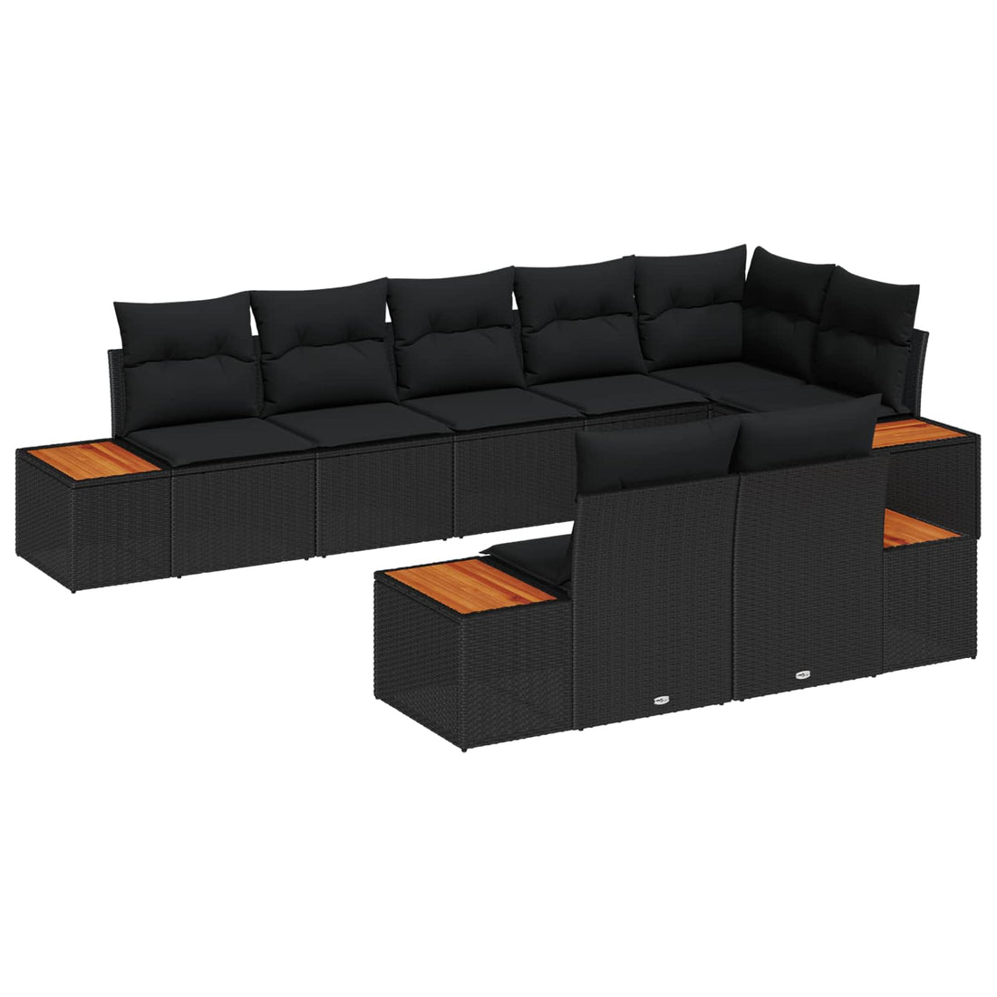 vidaXL Conjunto de sofás de jardín 8 uds. Negro Poliratán