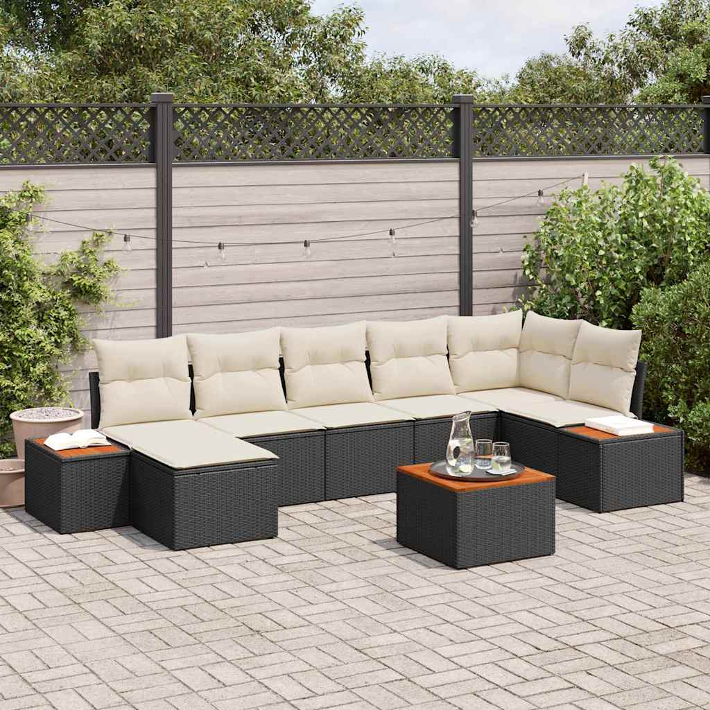 vidaXL Conjunto de sofás de jardín 8 uds. Negro Poliratán