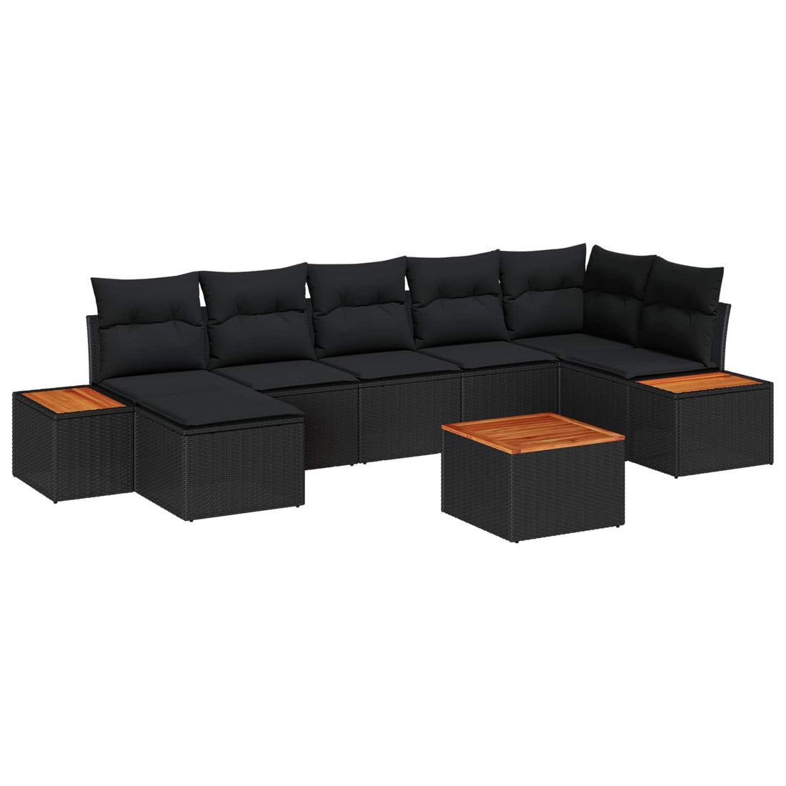 vidaXL Conjunto de sofás de jardín 8 uds. Negro Poliratán