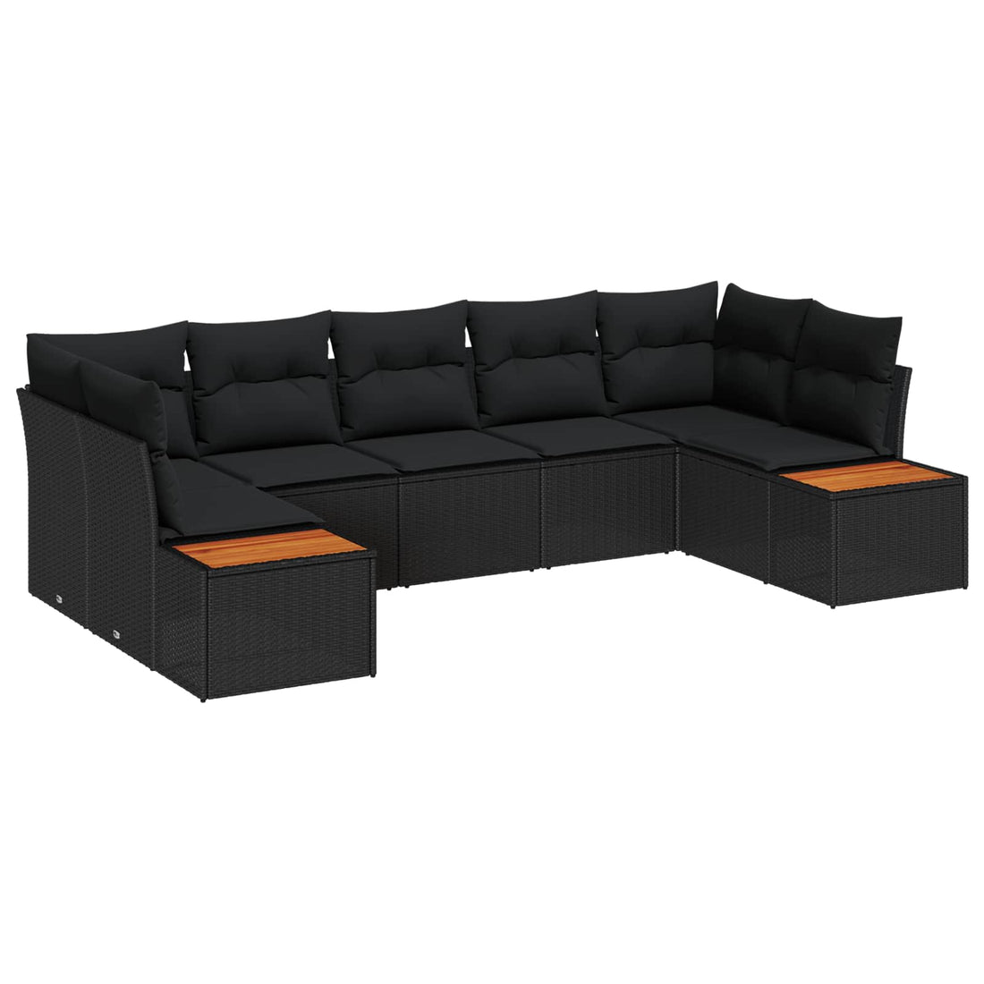 vidaXL Conjunto de sofá de jardín 7 uds. Negro ratán sintético