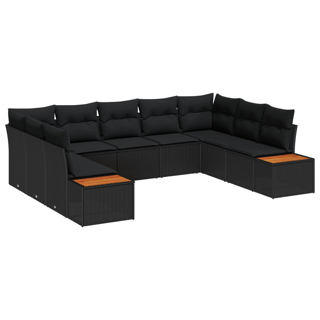 vidaXL Conjunto de sofás de jardín 9 uds. Negro Poliratán