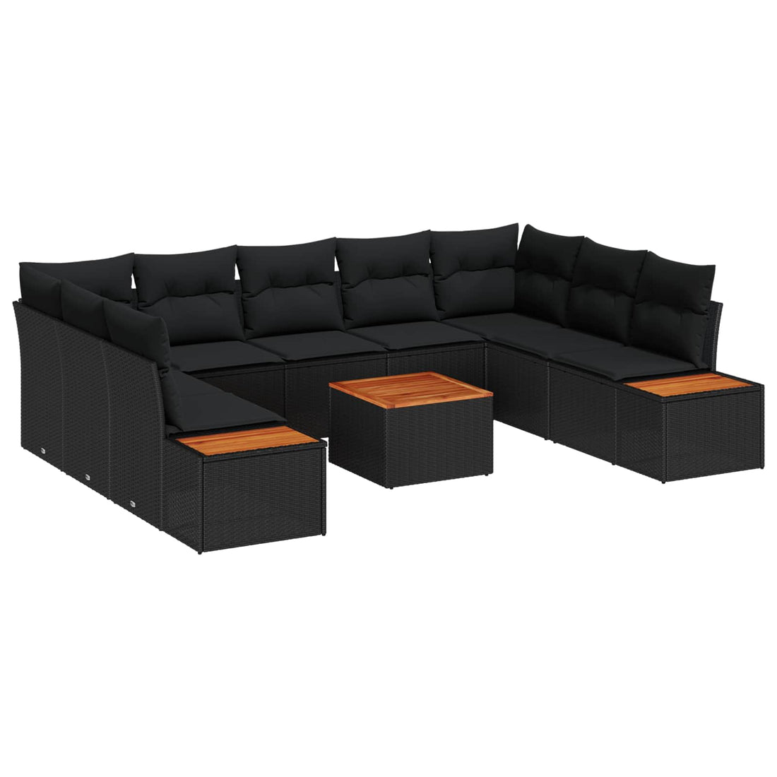 vidaXL Conjunto de sofás de jardín 10 uds. Negro Poliratán