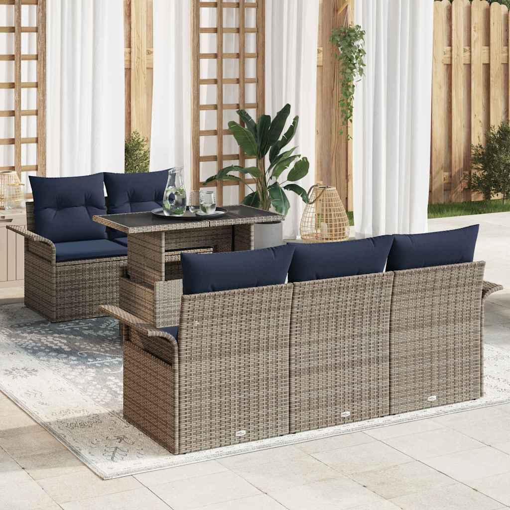 vidaXL Conjunto de sofá de jardín 6 uds. Gris ratán sintético