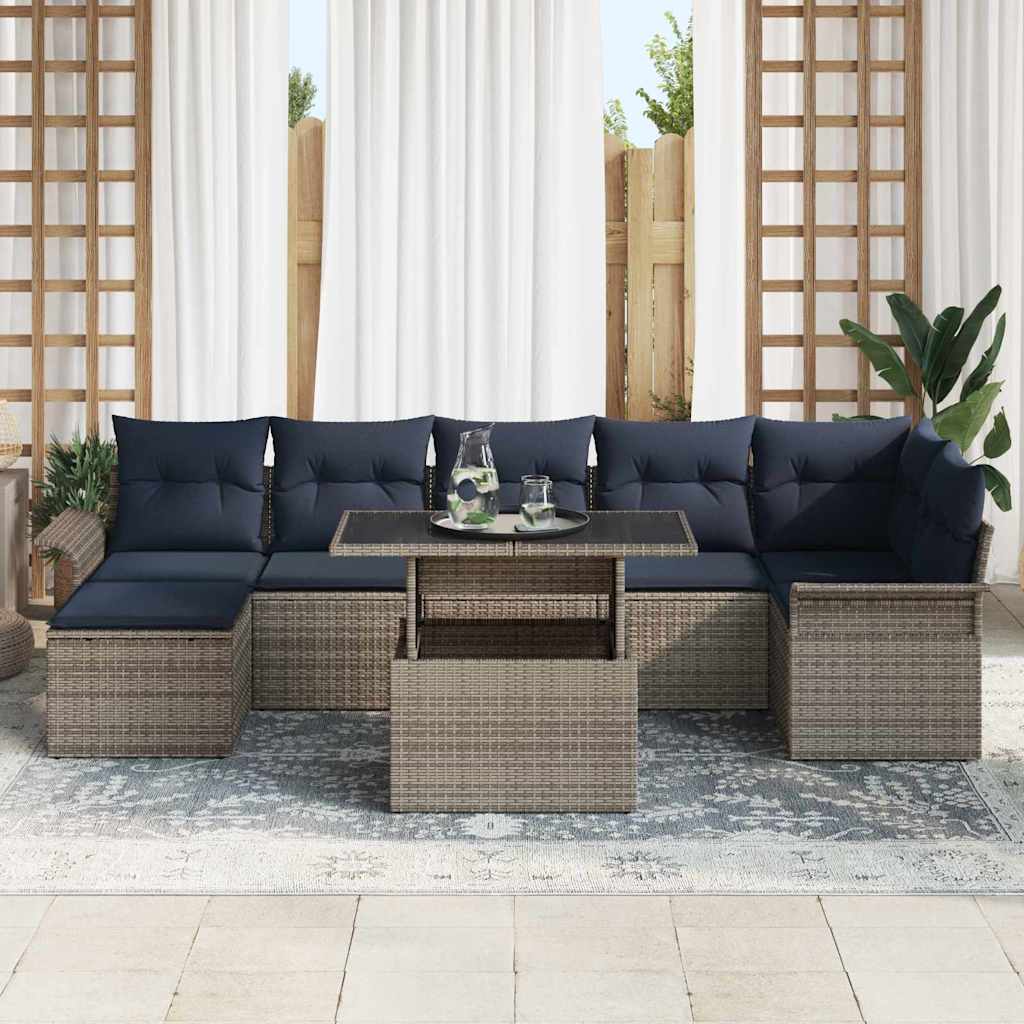 vidaXL Conjunto de sofá de jardín 8 uds. Gris ratán sintético