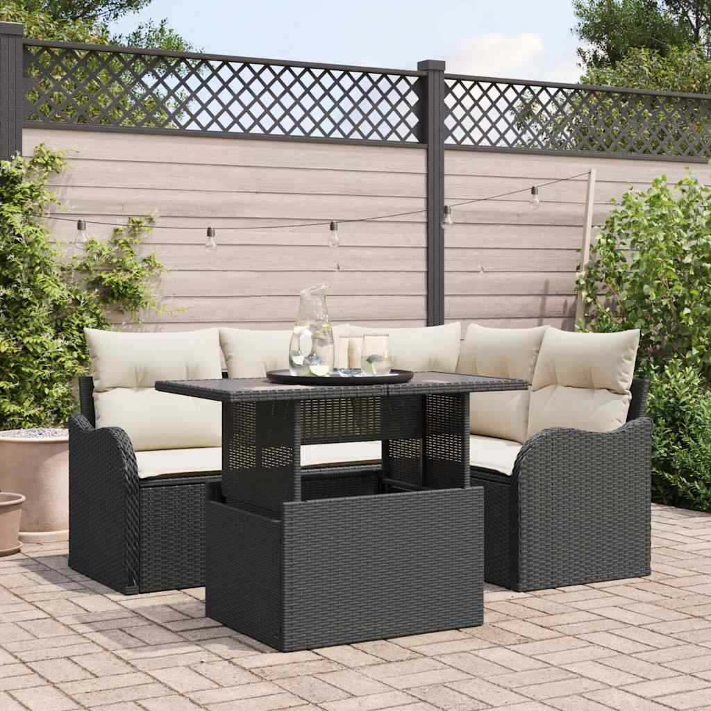 vidaXL Juego de comedor para exteriores 5 uds. Negro Poliratán