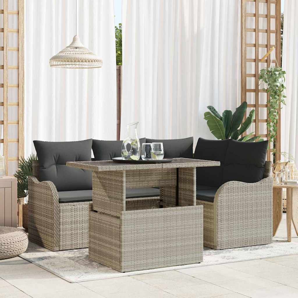 vidaXL Juego de comedor para exteriores 5 uds. Gris claro Poliratán