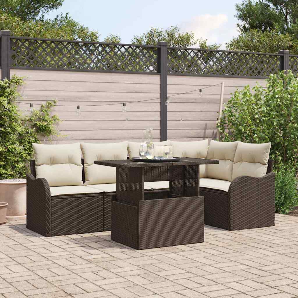 vidaXL Conjunto de comedor 6 uds. Marrón Poliratán