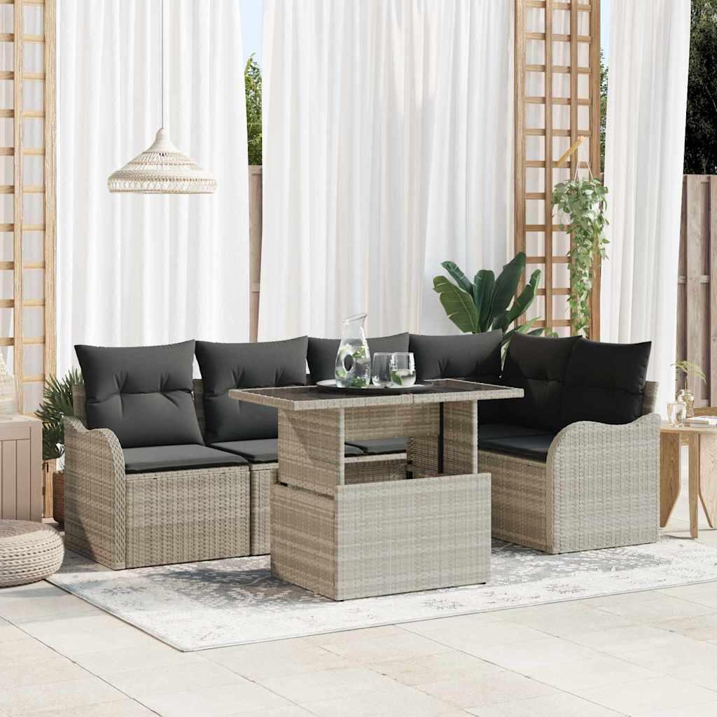 vidaXL Conjunto de comedor 6 uds. Gris claro Poliratán