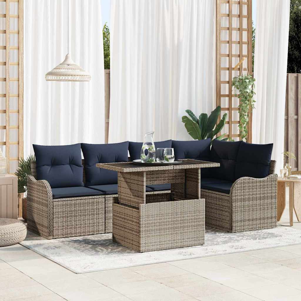 vidaXL Conjunto de comedor 6 uds. Gris Poliratán
