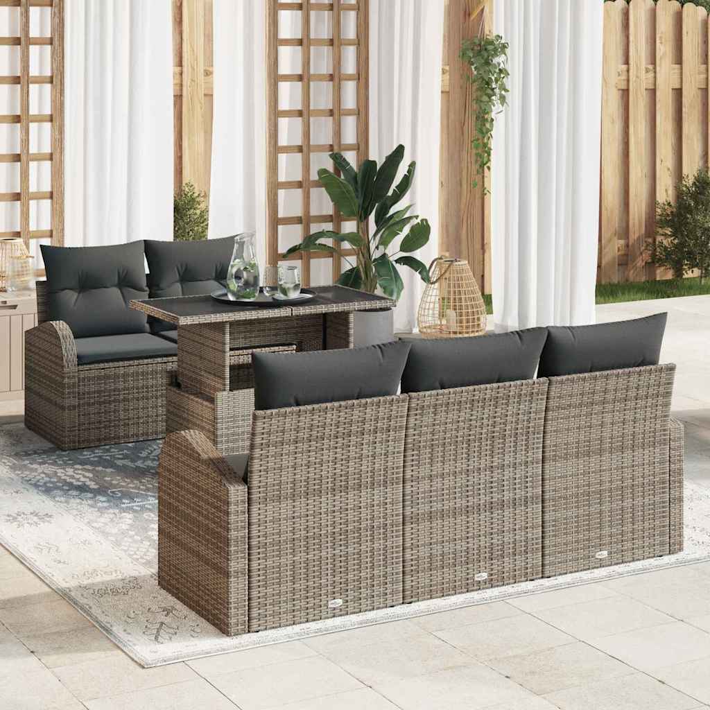 vidaXL Conjunto de sofá de jardín 6 uds. Gris ratán sintético