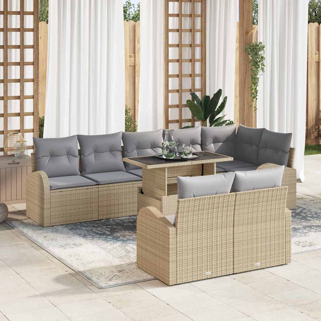 vidaXL Conjunto de sofá de jardín 9 uds. Beige y Gris Claro