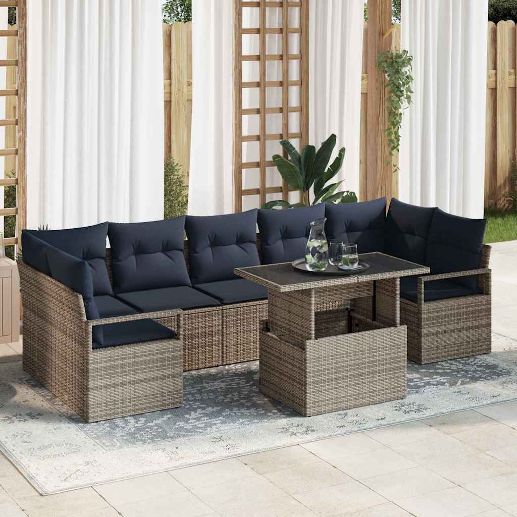 vidaXL Conjunto de sofá de jardín 8 uds. 7-Número de plazas