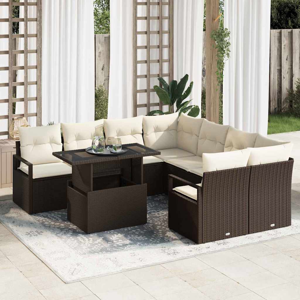vidaXL Conjunto de sofá de jardín 9 uds. 8-Número de plazas