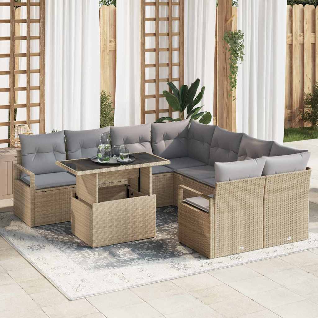 vidaXL Conjunto de sofá de jardín 9 uds. 8-Número de plazas