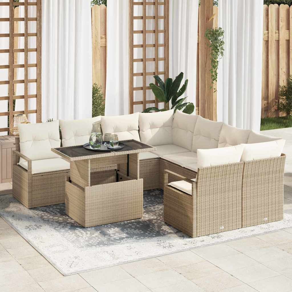 vidaXL Conjunto de sofá de jardín 9 uds. 8-Número de plazas