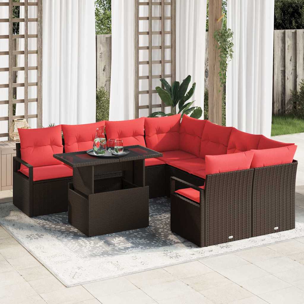 vidaXL Conjunto de sofá de jardín 9 uds. 8-Número de plazas