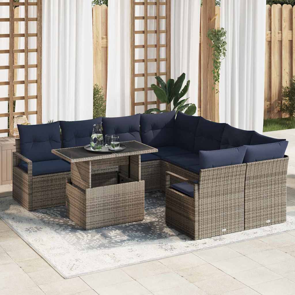 vidaXL Conjunto de sofá de jardín 9 uds. 8-Número de plazas