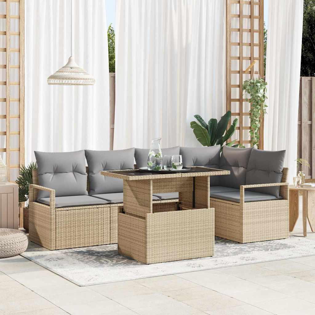 vidaXL Conjunto de sofá de jardín 6 uds. 5-Número de plazas