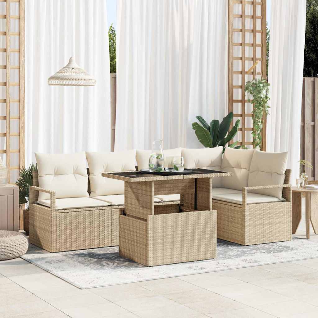 vidaXL Conjunto de sofá de jardín 6 uds. 5-Número de plazas