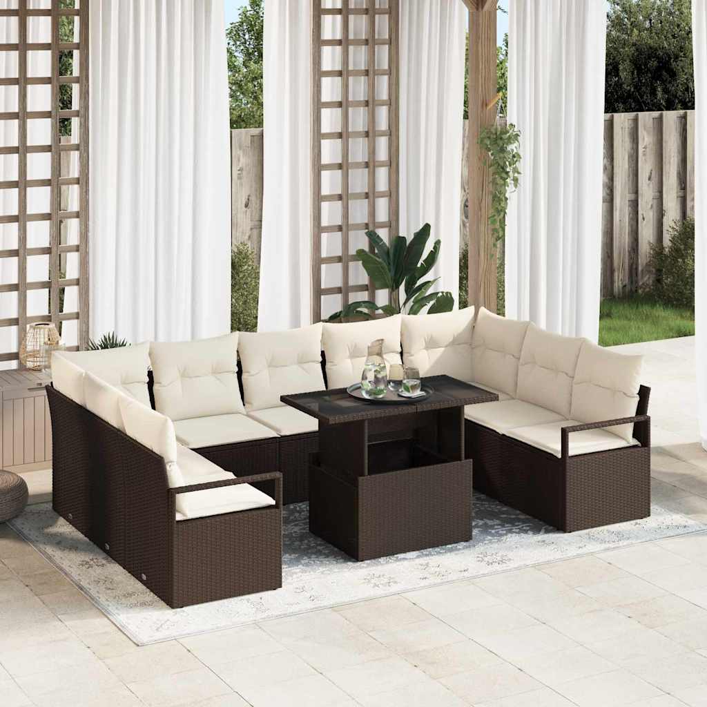 vidaXL Conjunto de sofá de jardín 10 uds. 9-Número de plazas