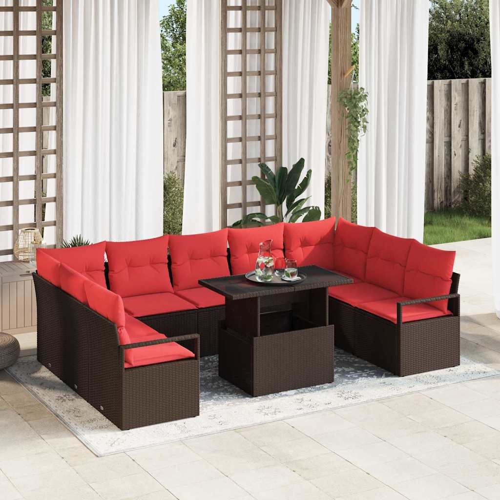 vidaXL Conjunto de sofá de jardín 10 uds. 9-Número de plazas