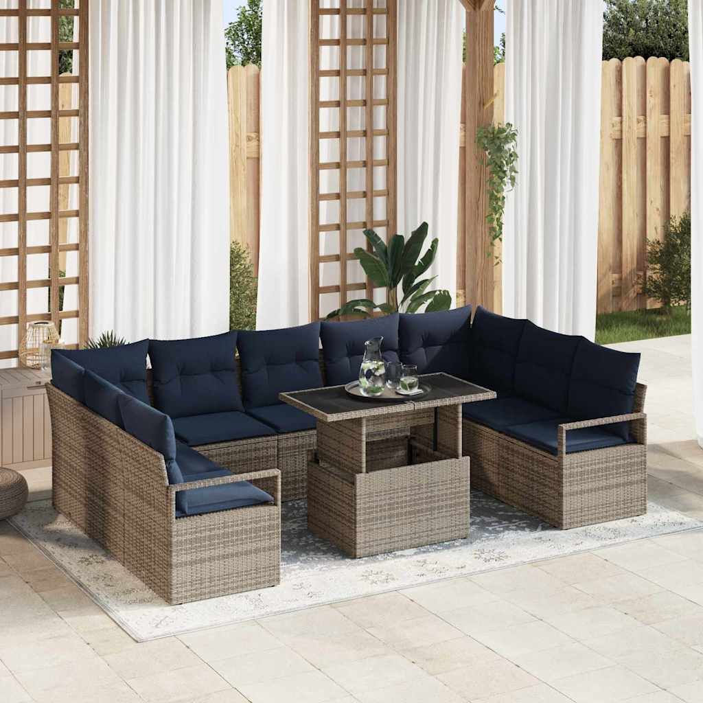 vidaXL Conjunto de sofá de jardín 10 uds. 9-Número de plazas