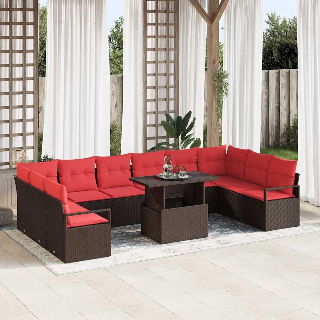 vidaXL Conjunto de sofá de jardín 11 uds. 10-Número de plazas