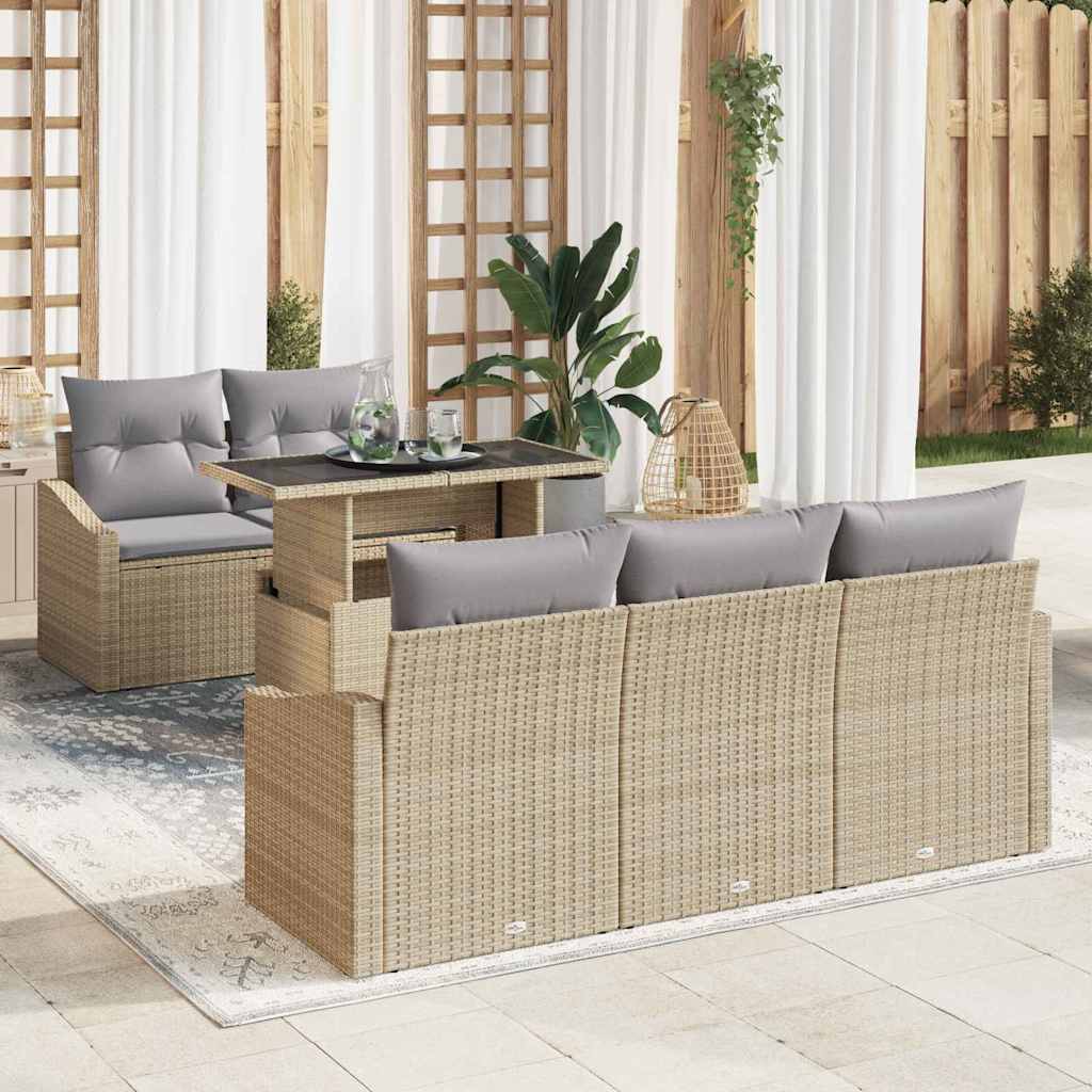vidaXL Conjunto de sofá de jardín 6 uds. Beige y Gris Claro