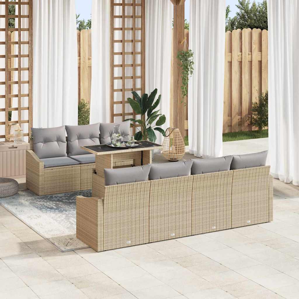 vidaXL Conjunto de sofá de jardín 8 uds. Beige y Gris Claro