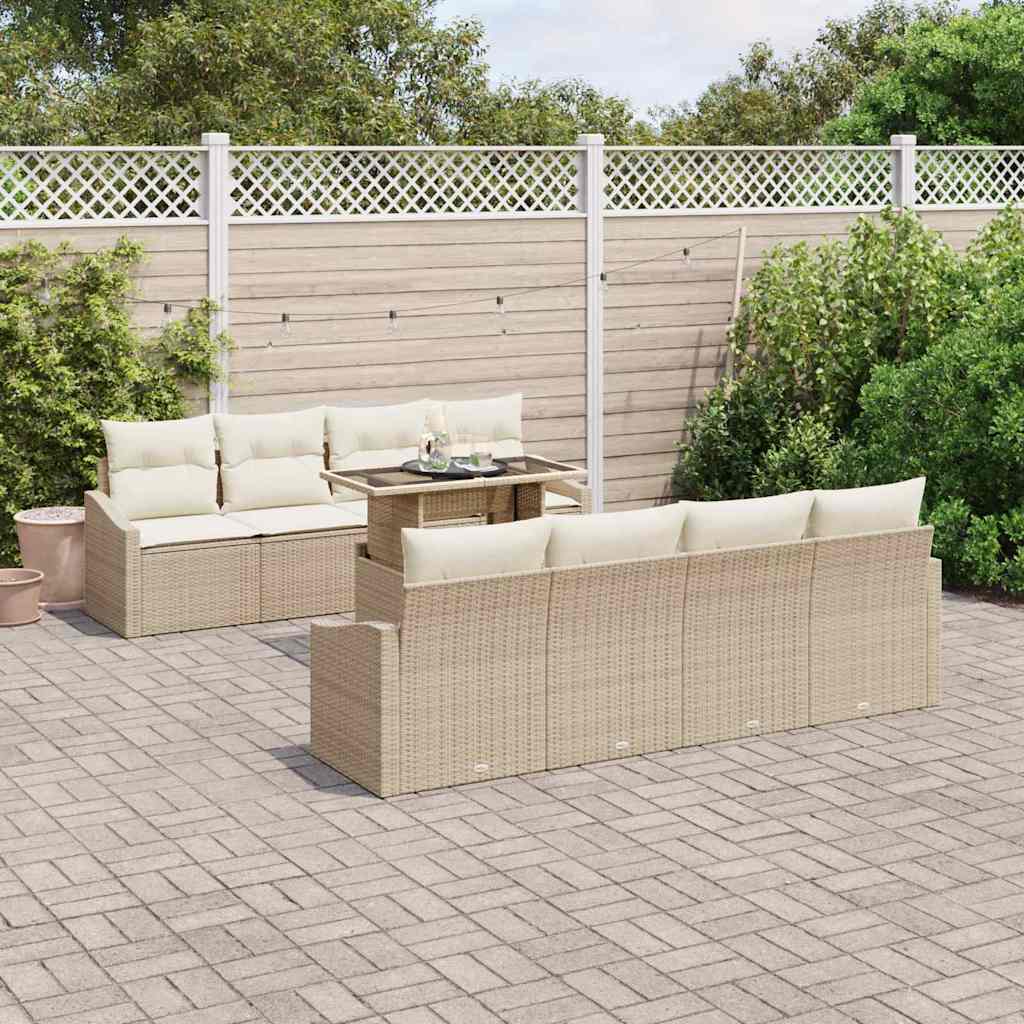 vidaXL Conjunto de sofá de jardín 7 uds. Beige y Crema ratán sintético