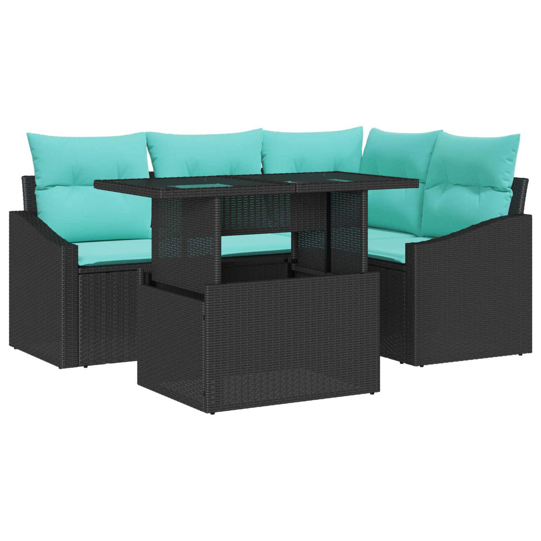 vidaXL Conjunto de sofá de jardín 6 uds. Negro y crema ratán sintético