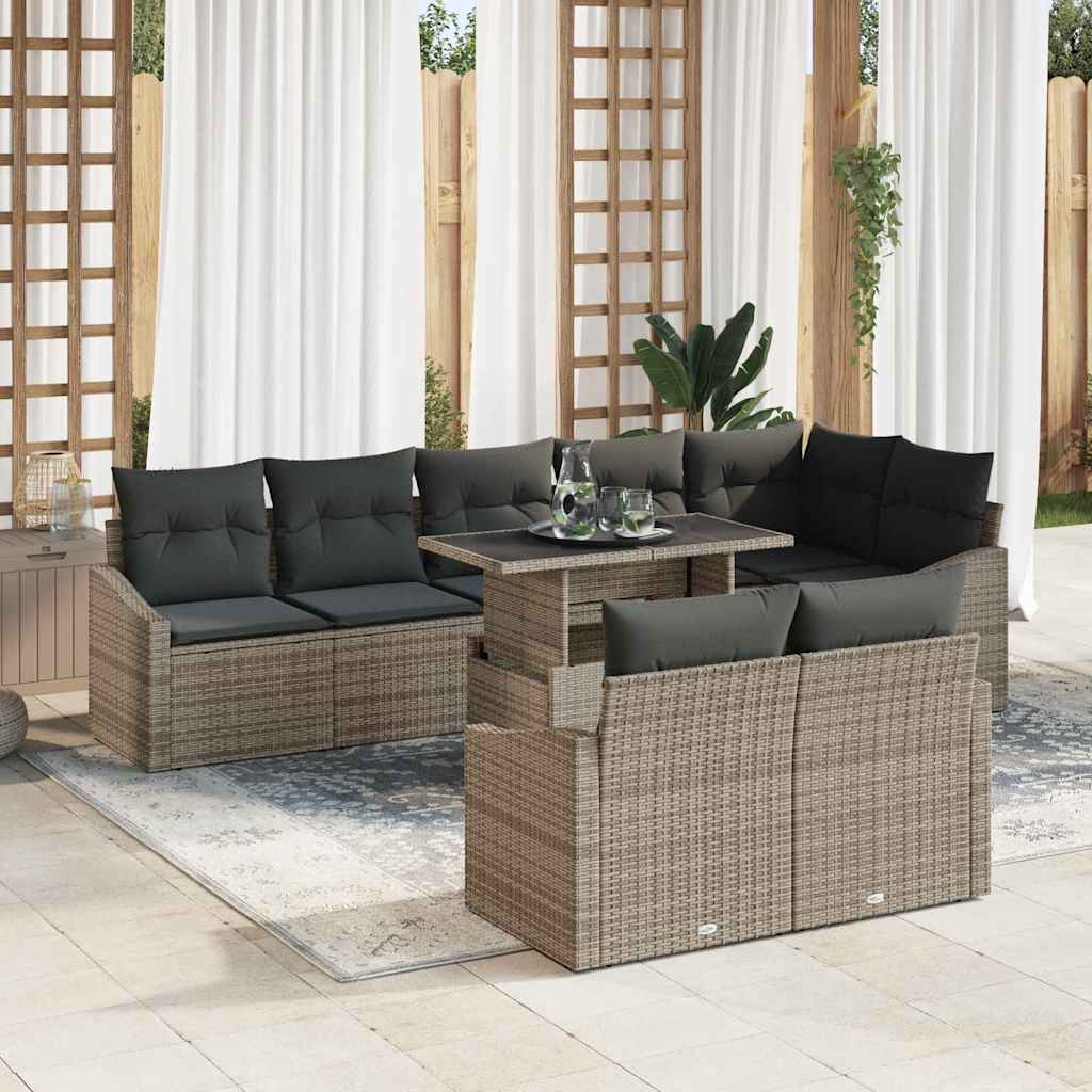 vidaXL Conjunto de sofá de jardín 9 uds. Gris ratán sintético
