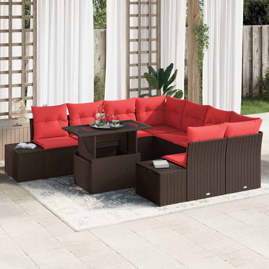 vidaXL Conjunto de sofá de jardín 9 uds. 8-Número de plazas