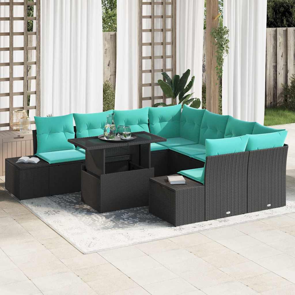 vidaXL Conjunto de sofá de jardín 9 uds. 8-Número de plazas