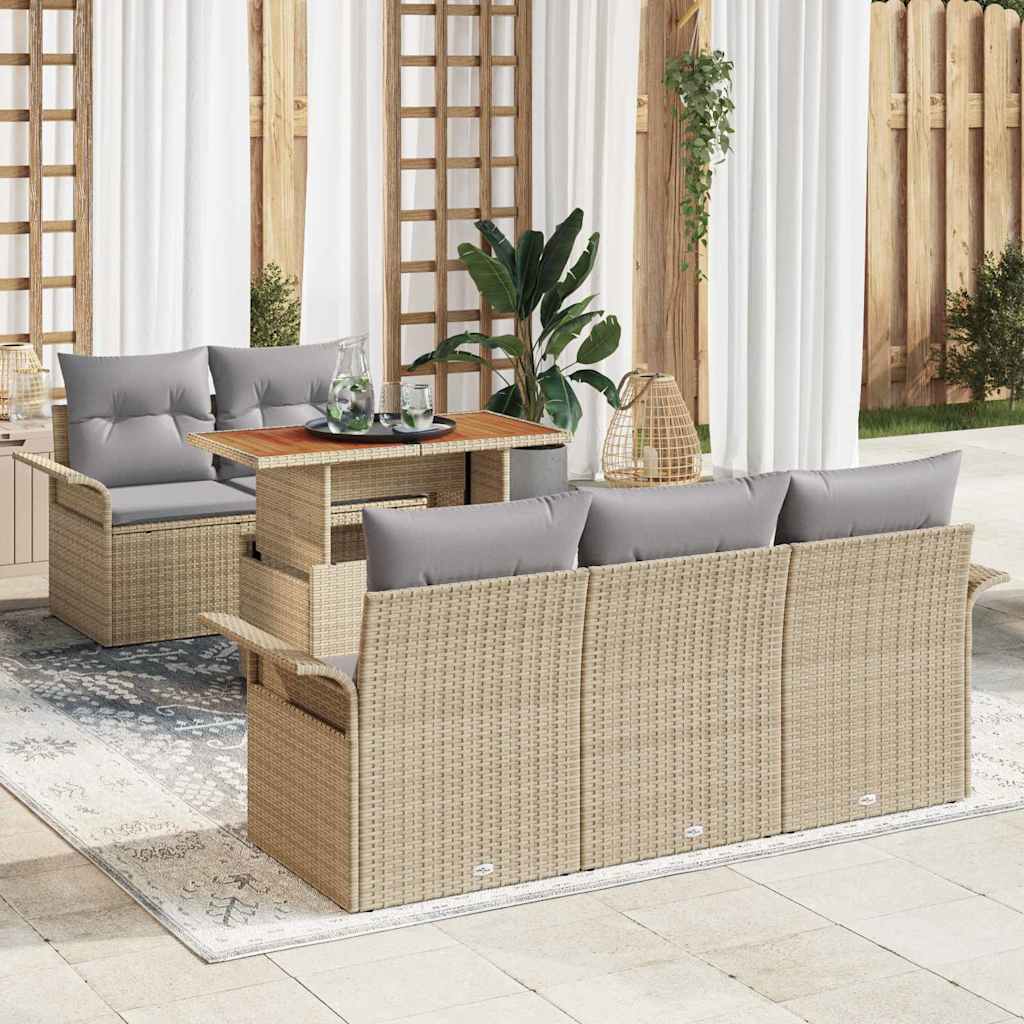 vidaXL Conjunto de sofás de jardín 6 uds. Beige y Gris Claro