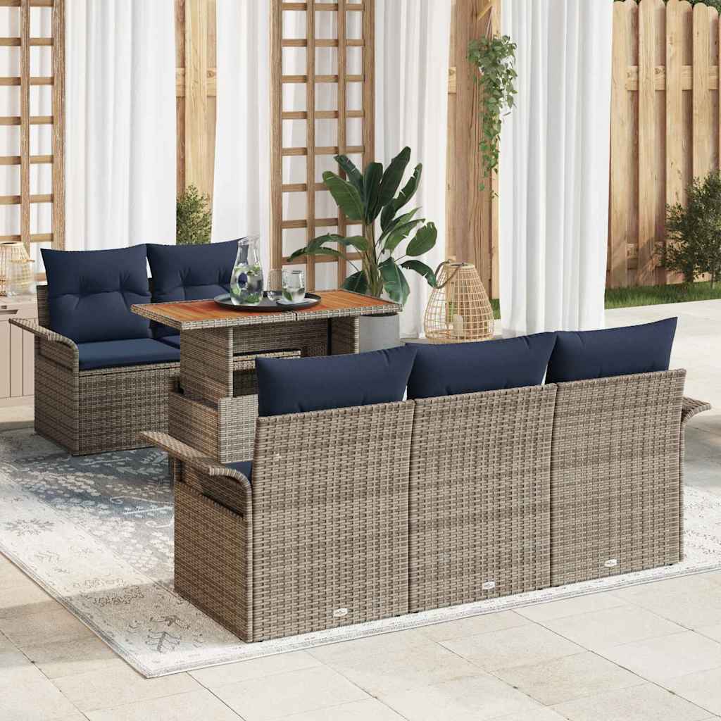 vidaXL Conjunto de sofá de jardín 6 uds. gris y azul marino