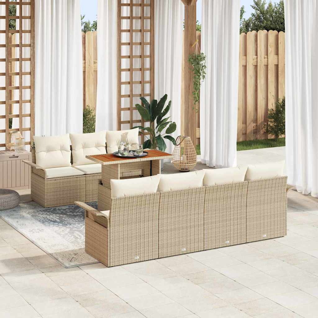 vidaXL Conjunto de sofá de jardín 8 uds. beige y crema