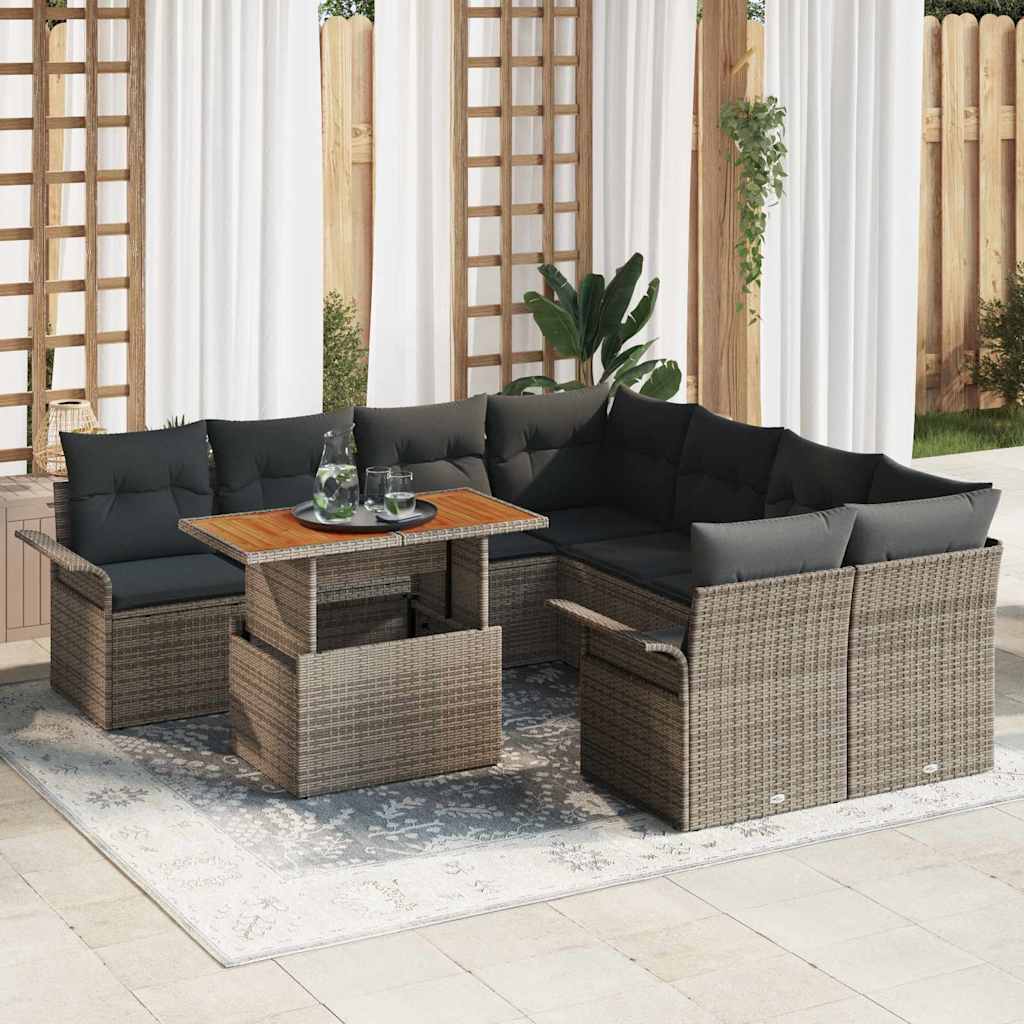 vidaXL Conjunto de sofá de jardín con cojín Manual Gris