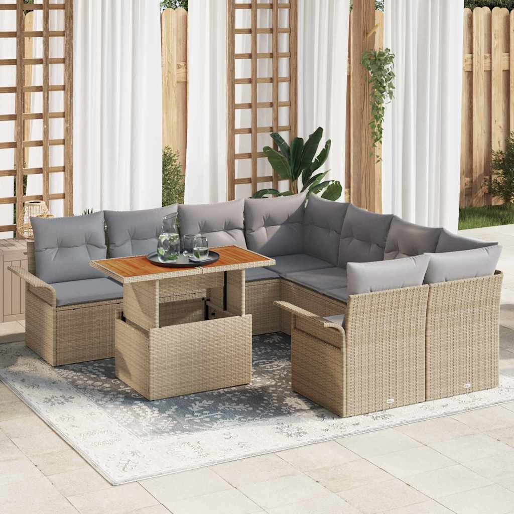 vidaXL Conjunto de sofá de jardín con cojín beige y gris claro