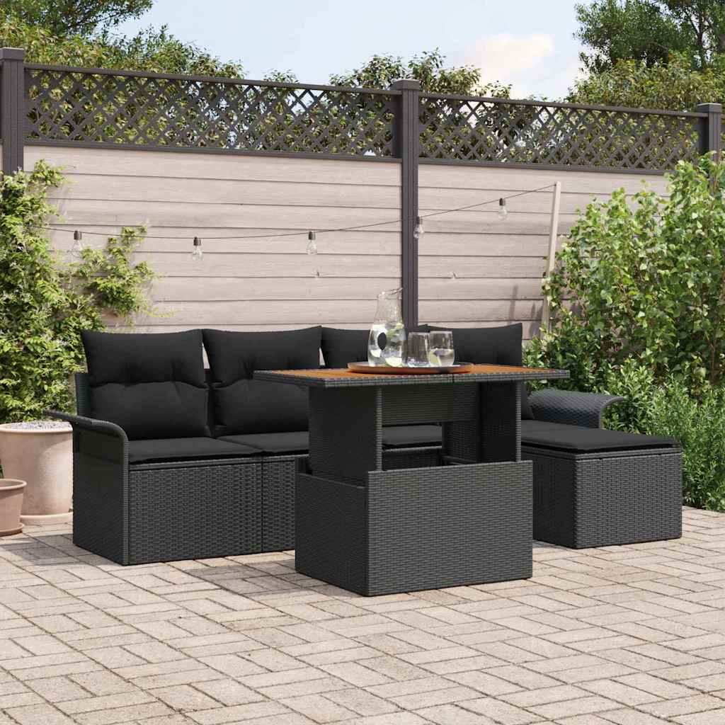 vidaXL Conjunto de sofá de jardín 6 uds. Negro