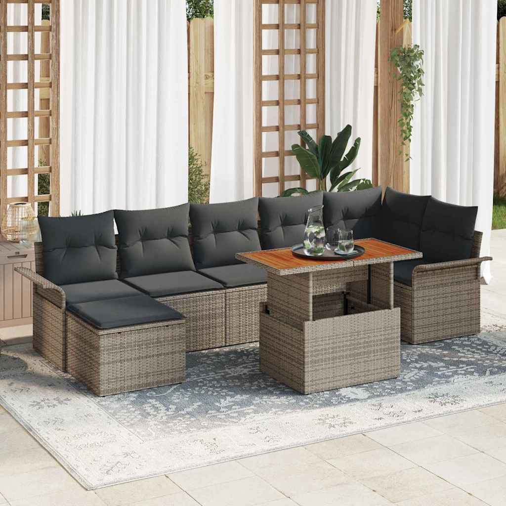 vidaXL Conjunto de sofás de jardín 8 uds. Gris ratán sintético
