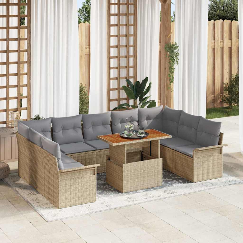 vidaXL Conjunto de sofá de jardín 10 uds. beige y gris claro