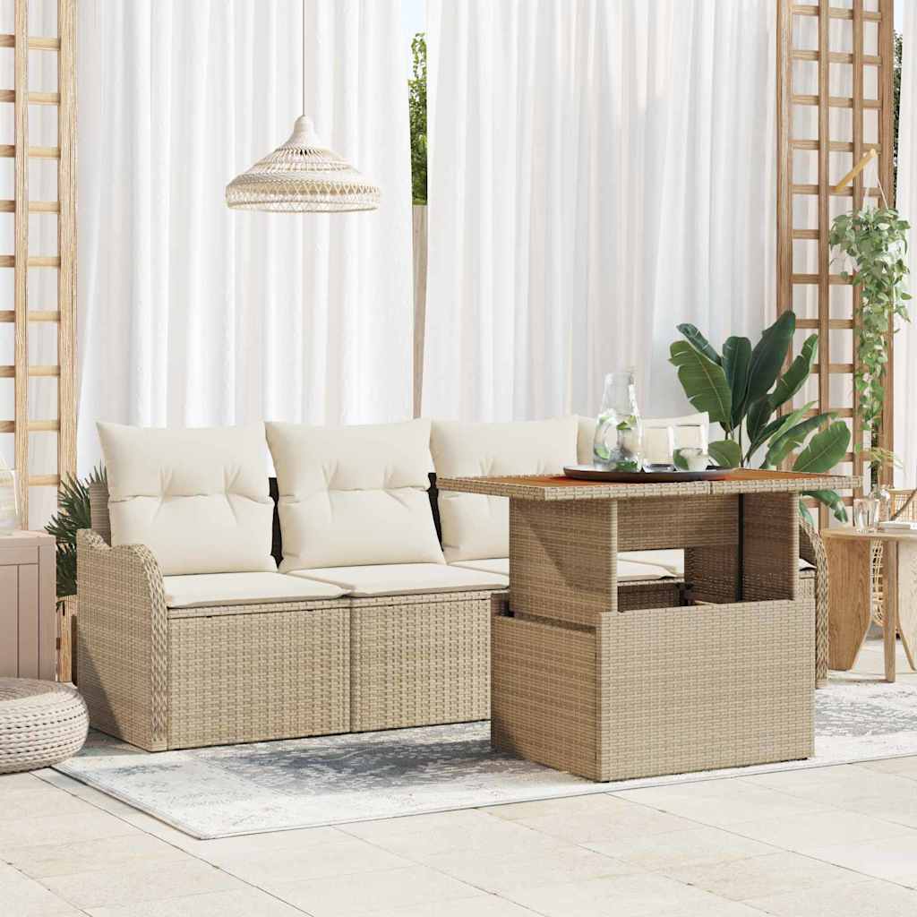 vidaXL Conjunto de sofás de jardín 5 uds. Beige y Crema